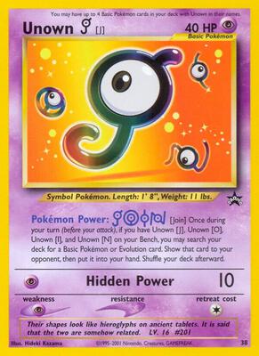 Unown [J] card from WoTC Promo