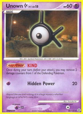 Unown [K] card from Secret Wonders