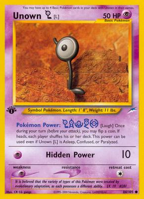 Unown [L] card from Neo Destiny