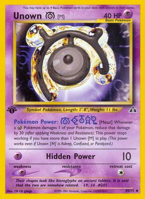Unown [M] card from Neo Discovery