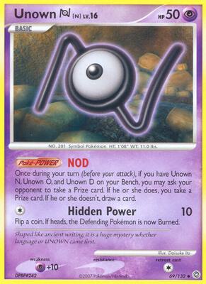 Unown [N] card from Secret Wonders