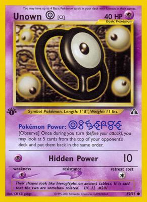 Unown [O] card from Neo Discovery