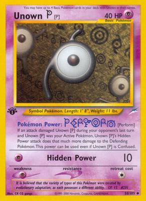 Unown [P] card from Neo Destiny