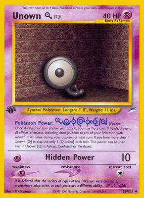 Unown [Q] card from Neo Destiny
