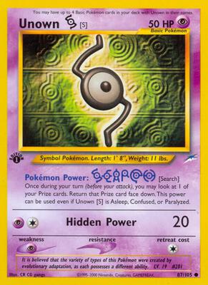 Unown [S] card from Neo Destiny
