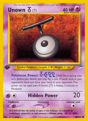 Unown [T] card from Neo Destiny