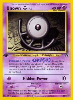 Unown [U] card from Neo Discovery