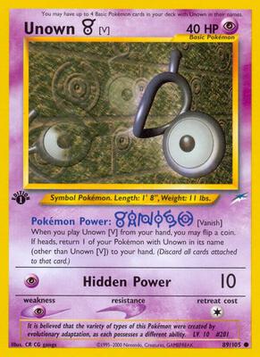 Unown [V] card from Neo Destiny