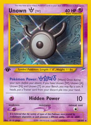 Unown [W] card from Neo Destiny