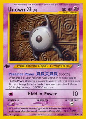 Unown [X] card from Neo Destiny