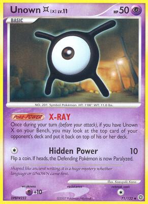 Unown [X] card from Secret Wonders