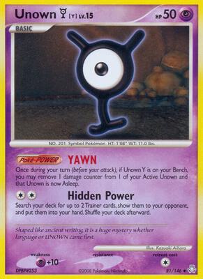 Unown (Y) card from Legends Awakened