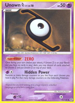 Unown [Z] card from Secret Wonders