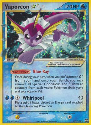 Vaporeon Star card from EX Power Keepers