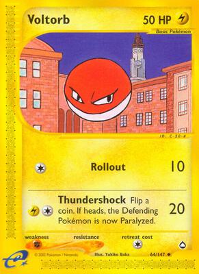 Voltorb (64) card from Aquapolis