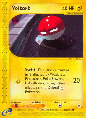 Voltorb (115) card from Aquapolis