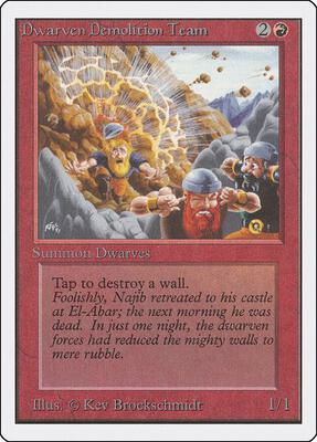 Dwarven Demolition Team card from Unlimited Edition