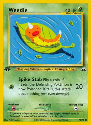 Weedle card from Neo Discovery