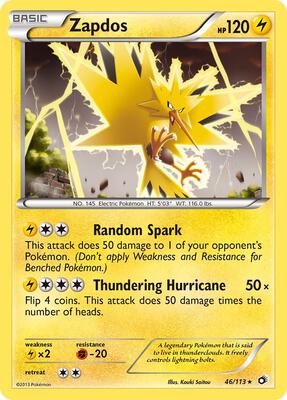 Zapdos card from Legendary Treasures