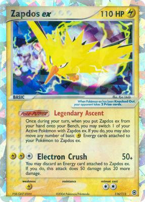 Zapdos ex card from EX FireRed & LeafGreen