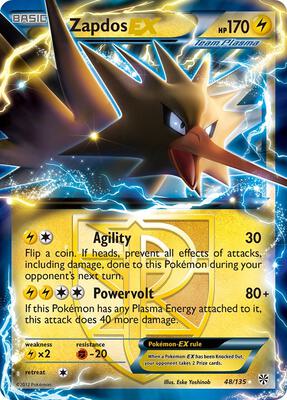 Zapdos EX (Team Plasma) card from Plasma Storm