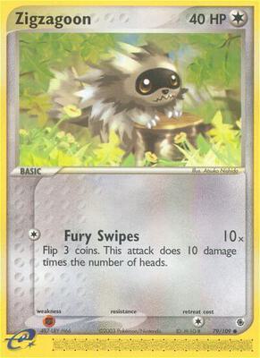 Zigzagoon card from EX Ruby and Sapphire