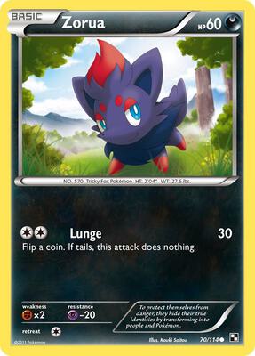 Zorua card from Black and White
