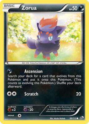 Zorua card from Legendary Treasures