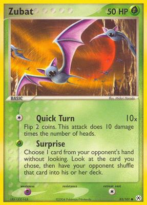 Zubat card from EX Hidden Legends