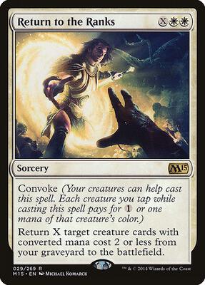 Return to the Ranks card from Magic 2015 (M15)