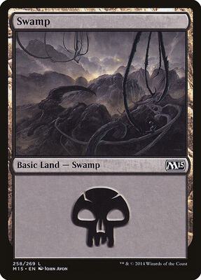 Swamp (258) card from Magic 2015 (M15)