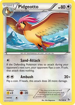 Pidgeotto card from XY - Flashfire