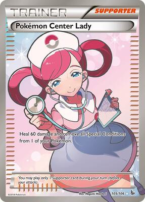 Pokemon Center Lady (105 Full Art) card from XY - Flashfire