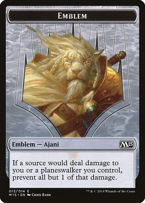 Emblem - Ajani Steadfast card from Magic 2015 (M15)