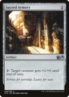 Sacred Armory card from Magic 2015 (M15)
