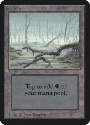 Swamp (A) card from Alpha Edition