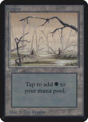 Swamp (B) card from Alpha Edition