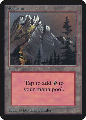 Mountain (A) card from Alpha Edition