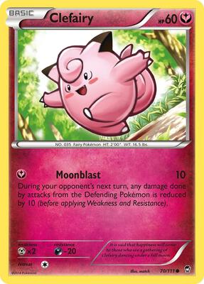 Clefairy (70) card from XY - Furious Fists