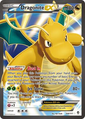 Dragonite EX (108 Full Art) card from XY - Furious Fists