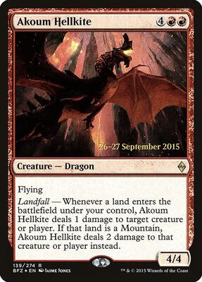 Akoum Hellkite card from Prerelease Cards