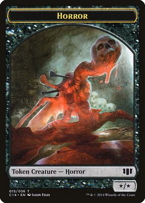 Horror // Zombie (016) Double-Sided Token card from Commander 2014