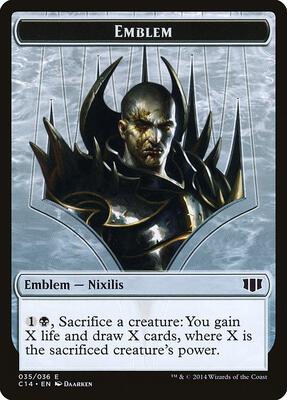 Emblem - Ob Nixilis of the Black Oath // Zombie Double-Sided Token card from Commander 2014
