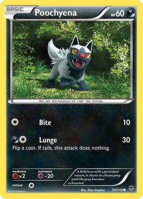 Poochyena card from XY - Phantom Forces