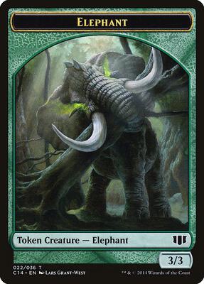 Elephant // Elf Warrior Double-Sided Token card from Commander 2014