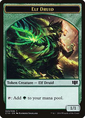 Elf Druid // Beast (020) Double-Sided Token card from Commander 2014