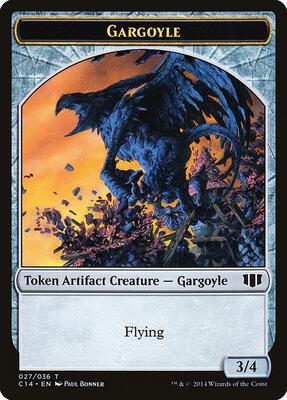 Gargoyle // Elf Warrior Double-Sided Token card from Commander 2014