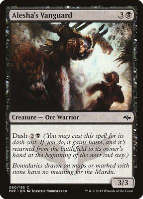 Alesha's Vanguard card from Fate Reforged