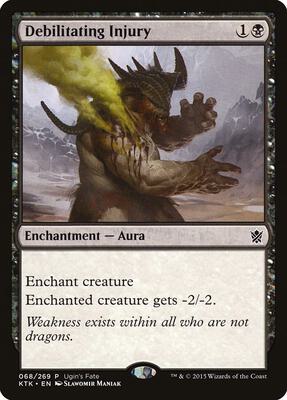 Debilitating Injury card from Ugin's Fate Promos
