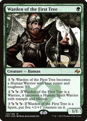 Warden of the First Tree card from Prerelease Cards